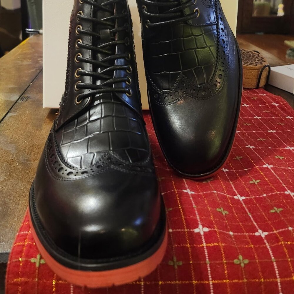 NIB: Marc Nolan Belmont Black Crockskin Boots